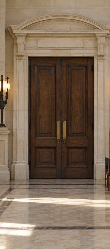 Restored civic hall entrance